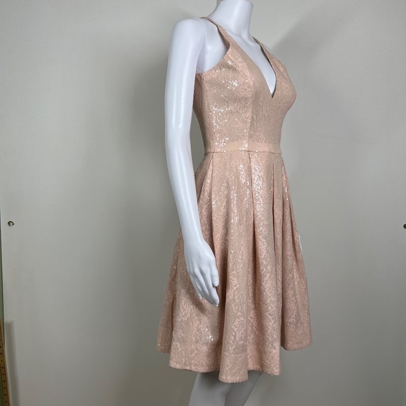 Dress the Population Pink Sequin Dress,‎ XS, V-neck, hidden zipper, NWOT - Picture 3 of 13